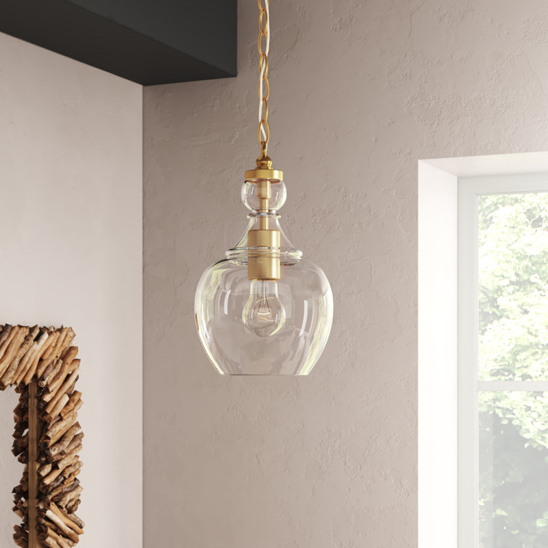 Verona 1 - Light Single Pendant, Clear, Brushed Brass