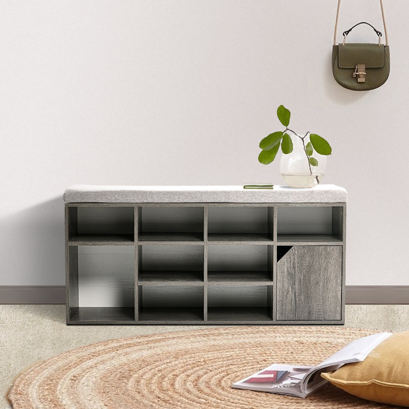 Lewan Linen Upholstered Storage Bench, Grey