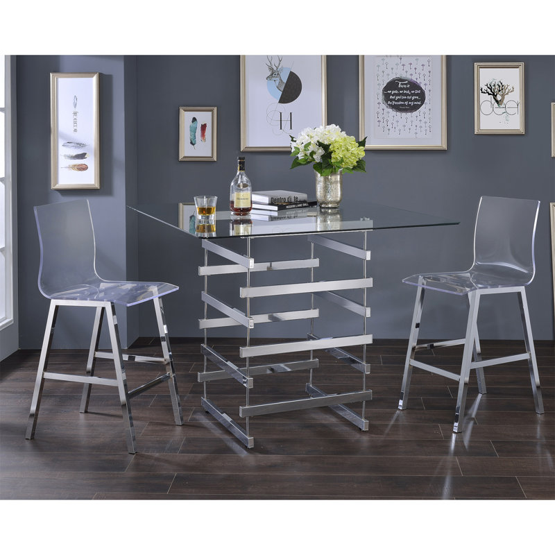 Ensemble de 2 chaises sans accoudoirs transparentes et chromées