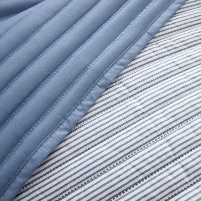 Stripe Quilted Reversible Bedspread, Blue