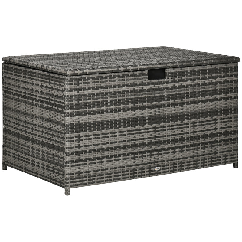 Boîte de rangement d'extérieur en rotin, Gris foncé