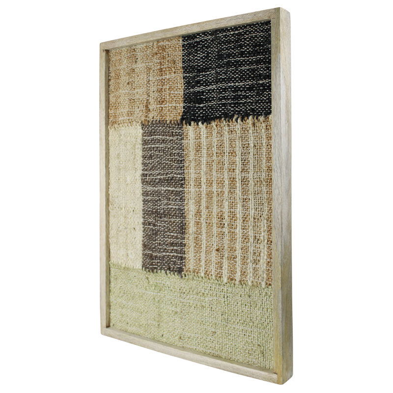Handmade Multicolor Cotton and Hemp Wall Art with Mango Wood Frame