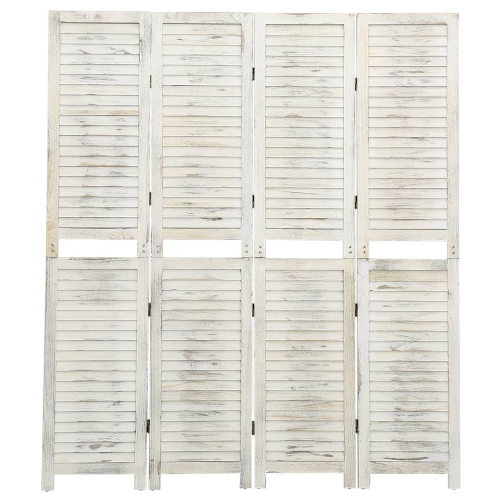 4-Panel Room Divider – Cream Wood, 140X165 Cm, Stylish Privacy Partition For Home & Office