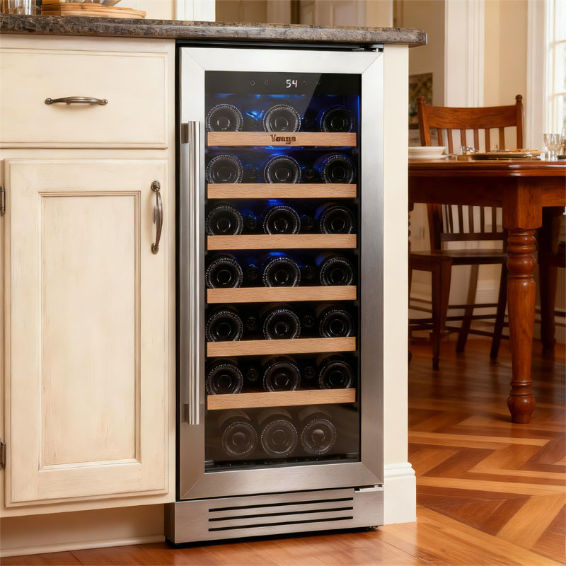 Yeego 15'' 33 Bottle Built-in Single Zone Freestanding Wine Refrigerator, Right Hinge