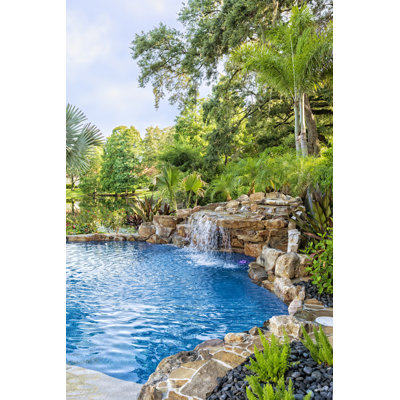 Beautifully Landscaped Swimming Pool by TerryJ - Wrapped Canvas Print