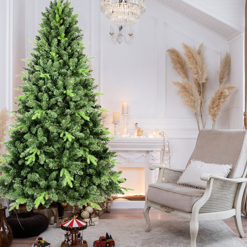 Arbre de Noël classique de 4 pi avec 636 pointes en PE +, branches de mise en valeur du stress, support en métal solide pour les décorations Décorations saisonnières traditionnelles à base tombante automatique de 4 pieds