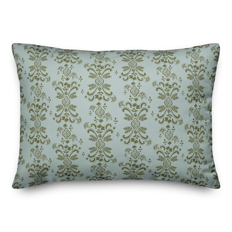 Coussin floral lombaire rectangulaire, Vert
