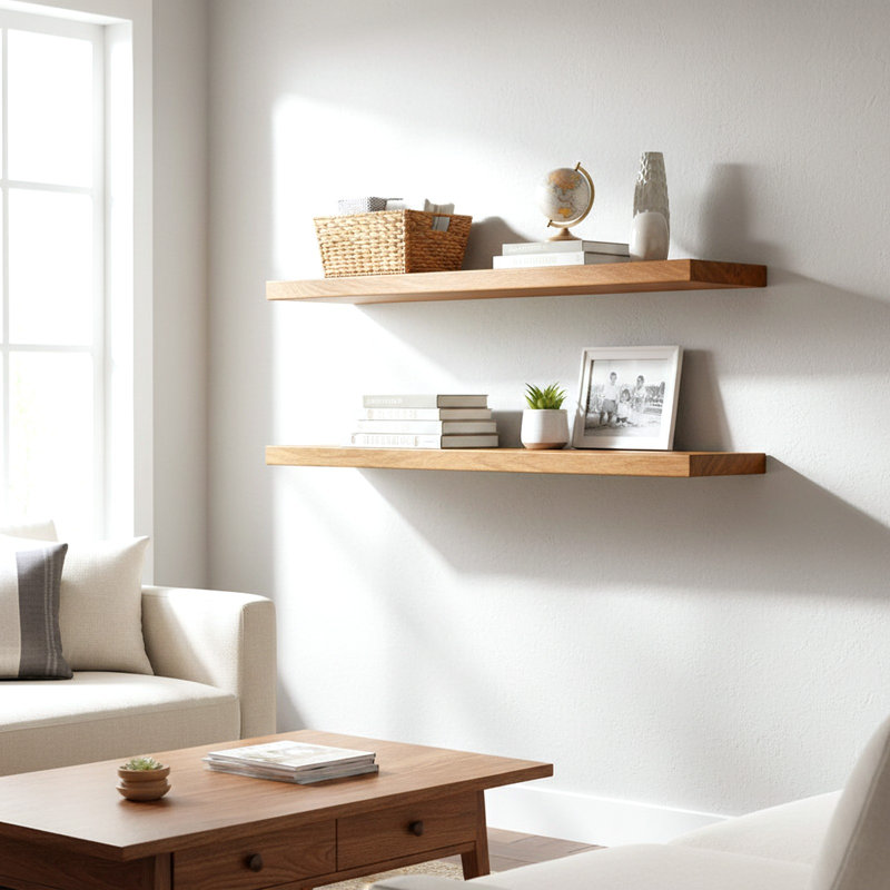 Burkleigh 2 Piece Pine Floating Shelf, 2.76" H x 35.75" W x 7.75" D