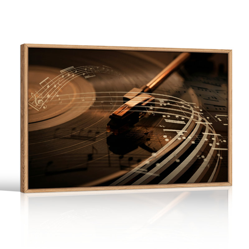 Ensemble de 1 tableau sur toile avec notes de musique, 18"H x 24"W, Naturel