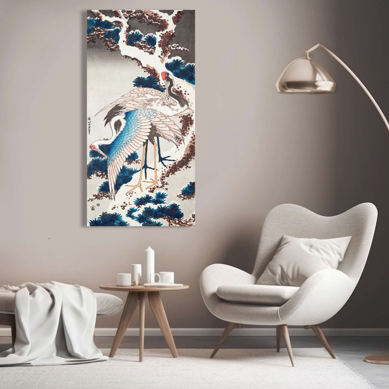 Cranes On A Snowy Tree by Katsushika Hokusai - Wrapped Canvas Print, 100cm H x 50cm W x 4cm D