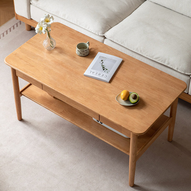 Table basse moderne en bois massif minimaliste, H 23,2 po x L 39,4 po x l 22 po