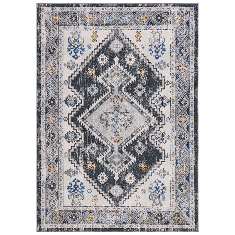 Tapis gris foncé / bleu Performance, Tapis de couloir 2 pi 2 po x 8 pi