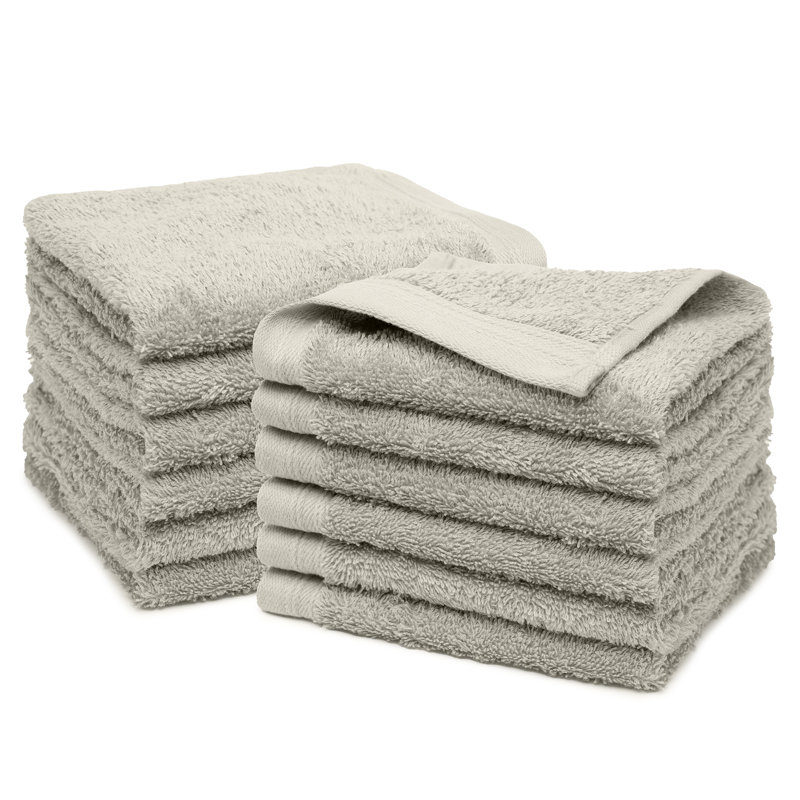 Graciela 12 Piece 100% Cotton Washcloth Set, Silver