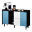 Buffet moderne avec design noir et bleu, 2 tiroirs et rangement ouvert pour la cuisine, les armoires de buffet, les compartiments-1237004260