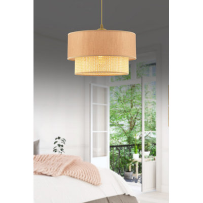 Élégant lustre en métal, brun clair et brun, 25,6 po x 25,6 po x 25,6 po | Certifié CE, douille E27, 60 W maximum | Élégant luminaire pour salle à manger, salon et entrée, capuchon en coton durable, hauteur totale: 25,6 pouces