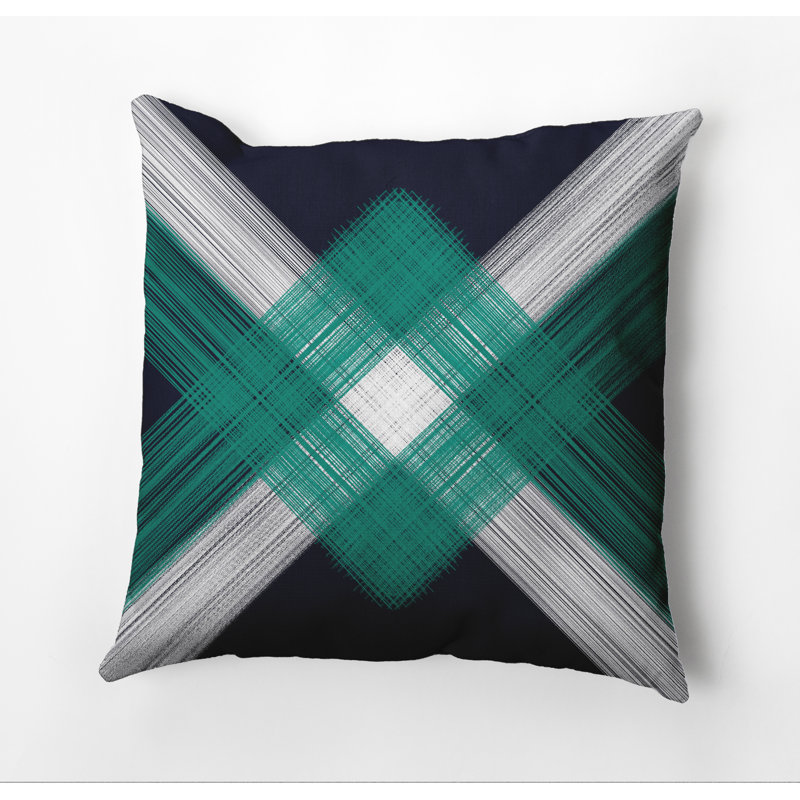 Housse de coussin carrée d’extérieur String art, Bleu marine, 16 po x 16 po