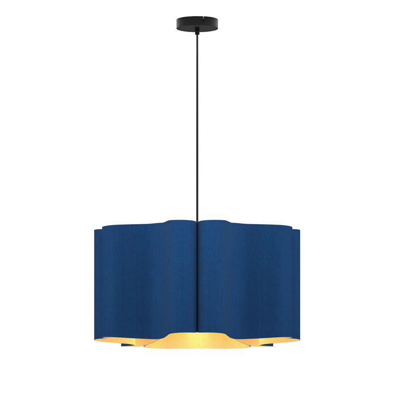 Luminaire suspendu Paulina, Bleu / frêne