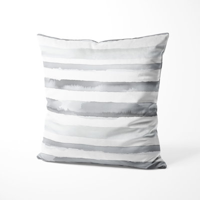 Striped Decorative Throw Pillow - Modern Gray Mist Stripes Printed Cushion