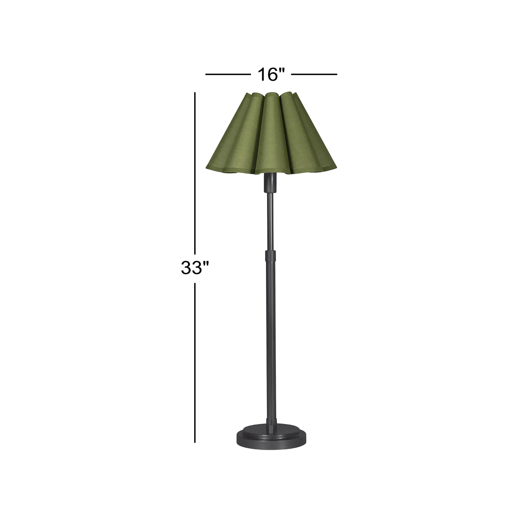 Polly Buffet Table Lamp, Black, Green, 33" H x 16" W x 16" D