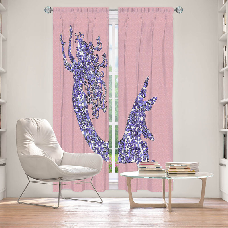 Paire de rideaux obscurcissant en polyester Rossy, L 20 po x L 82 po, Rose / pervenche / blanc