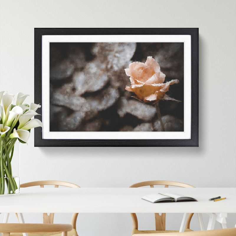 Pink Rose Flower Vol.5 - Framed Print, 36cm H x 48cm W x 2cm D, Black Framed