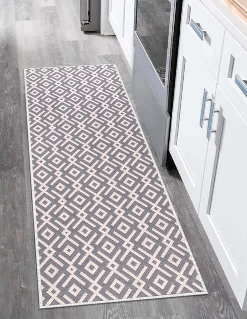 Tapis de cuisine antidérapant Dontrez, Gris