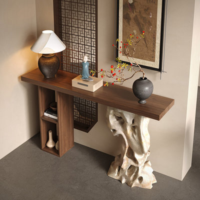 Medieval-style solid wood console table