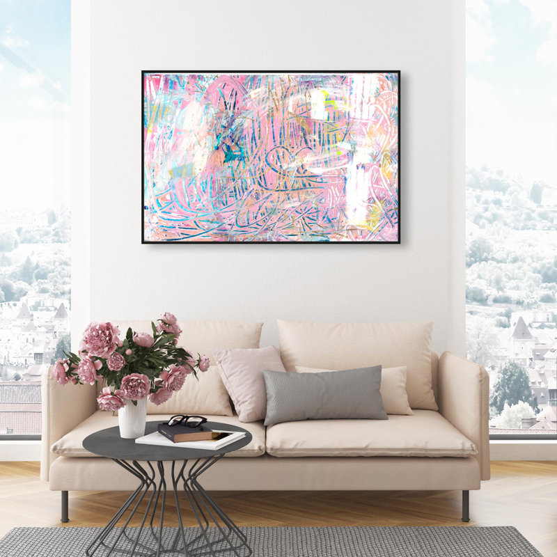 Oliver Gal Tenacious Spirit Abstract - Hand-Applied Glass Coat Framed Canvas Art, 30" H x 45" W, Black
