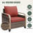 5-Piece Outdoor Patio Brown Wicker Wood Grain Armrest Dining Lounge Chair Sofa Seating Group with Cushion, Coffee Table-2145614149