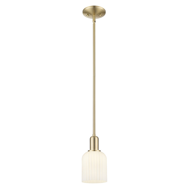 Downtown Urban - Voile de mariée - Mini-luminaire suspendu 1 tige, H 9,63 po x l 5 po x P 5 po, Blanc brillant
