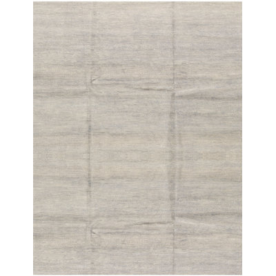 Tapis gris et bleu noué à la main de haute qualité