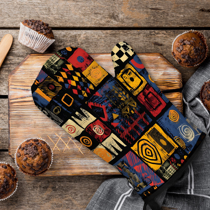 Sergé de coton brillant Ikat Oven Mitt