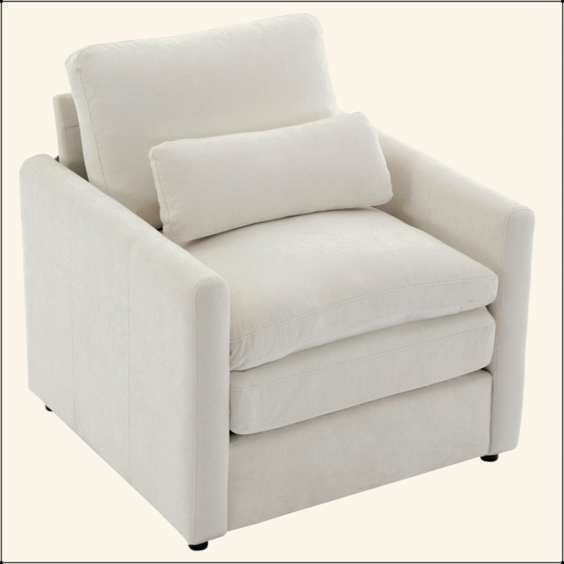 Fauteuil rembourré 31,9 "surdimensionné et confortable, Beige