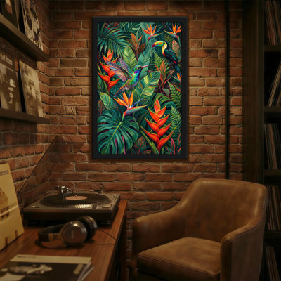 Animals Tropical Birds And Lush Foliage Pattern