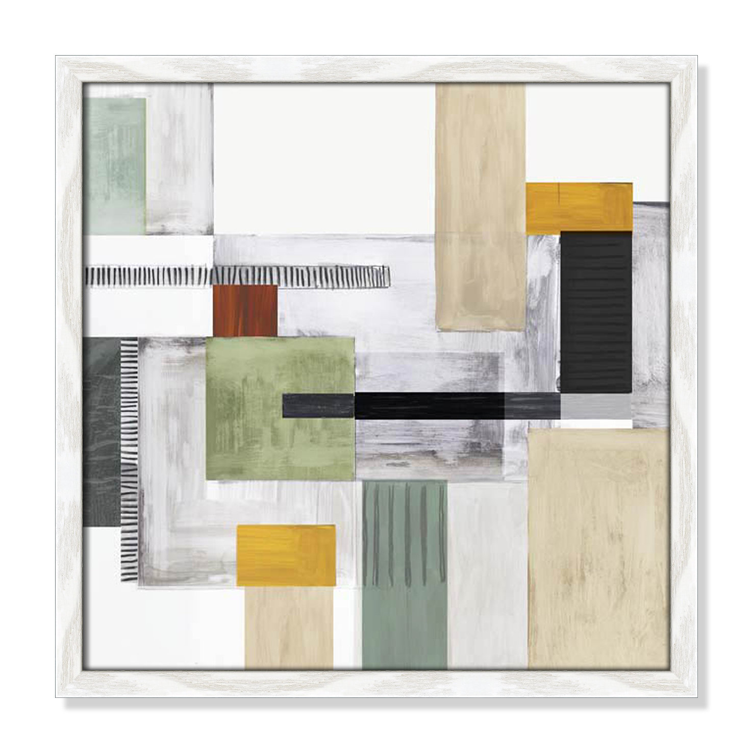 Playful Blocks Print, White Slim Framed, 17" H x 17" W x 0.75" D