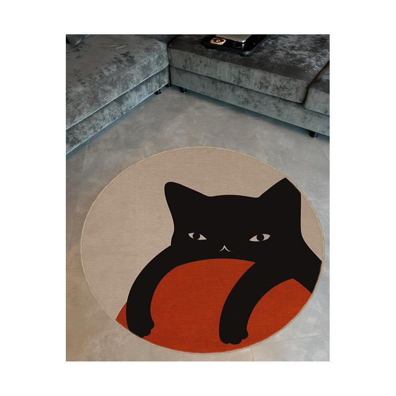 Tapis décoratif lavable à la machine, Sous-tapis rond 2 pi 8 po inclus
