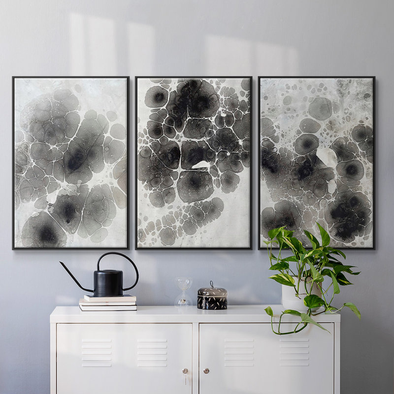 " Marbling X " 3 - Pieces, H 36 po x l 72 po x P 2 po, Noir