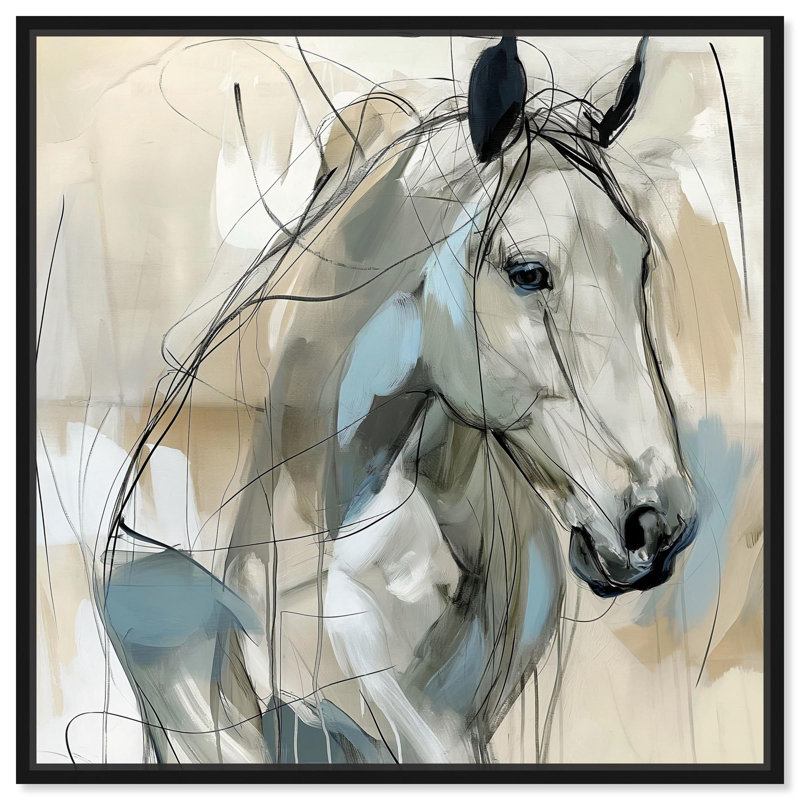 Horse Glint Canvas Horse Wall Art by Art Remedy, 31" H x 31" W x 1.8" D, Black Floater Framed