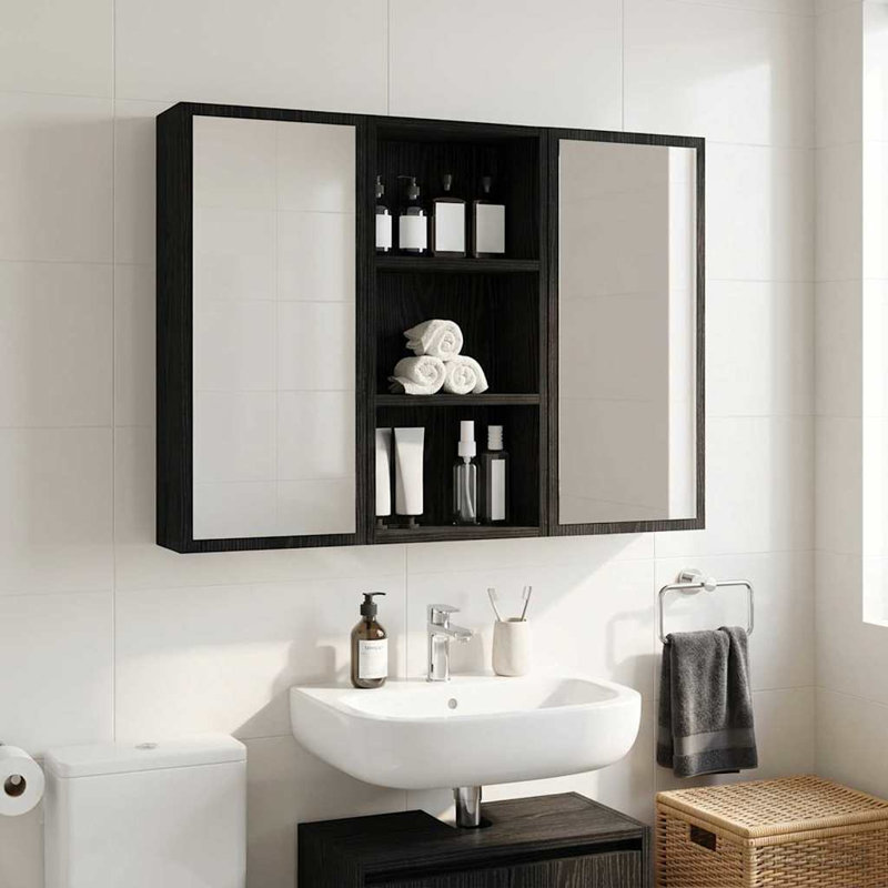 Bathroom Cabinet, 62.5cm H x 30cm W x 16cm D, Black Oak