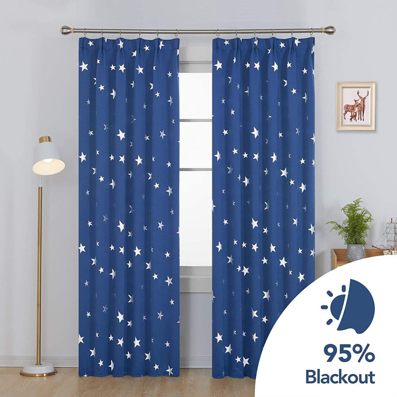 Room Darkening Curtain Pair, Blue, 117 W x 229 D cm