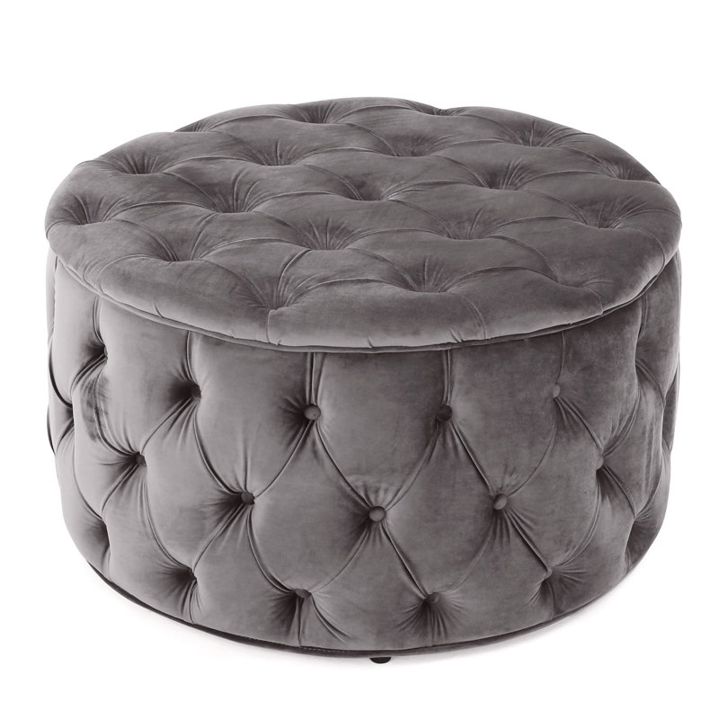 Grey Velvet With Upholstery - And Versatile Comfortable Footstool