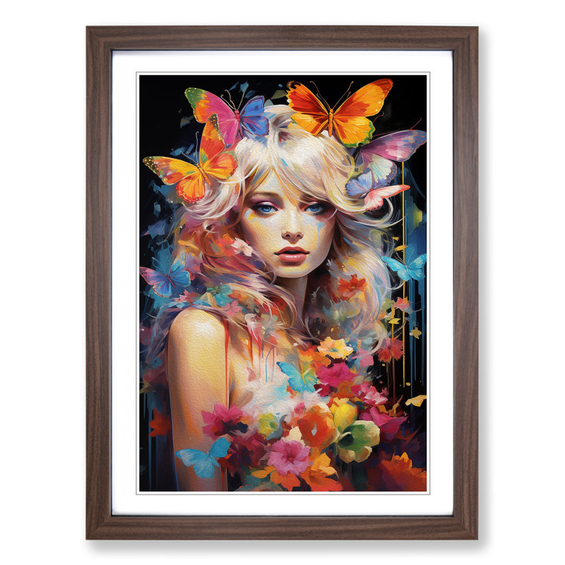 Fairy Pop - Single Picture Frame Print on Wood, 46cm H x 34cm W, Walnut Framed