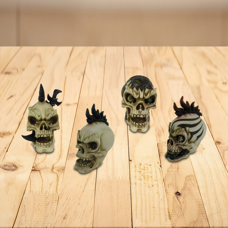 3"H 4-PC Skull Figurine Set