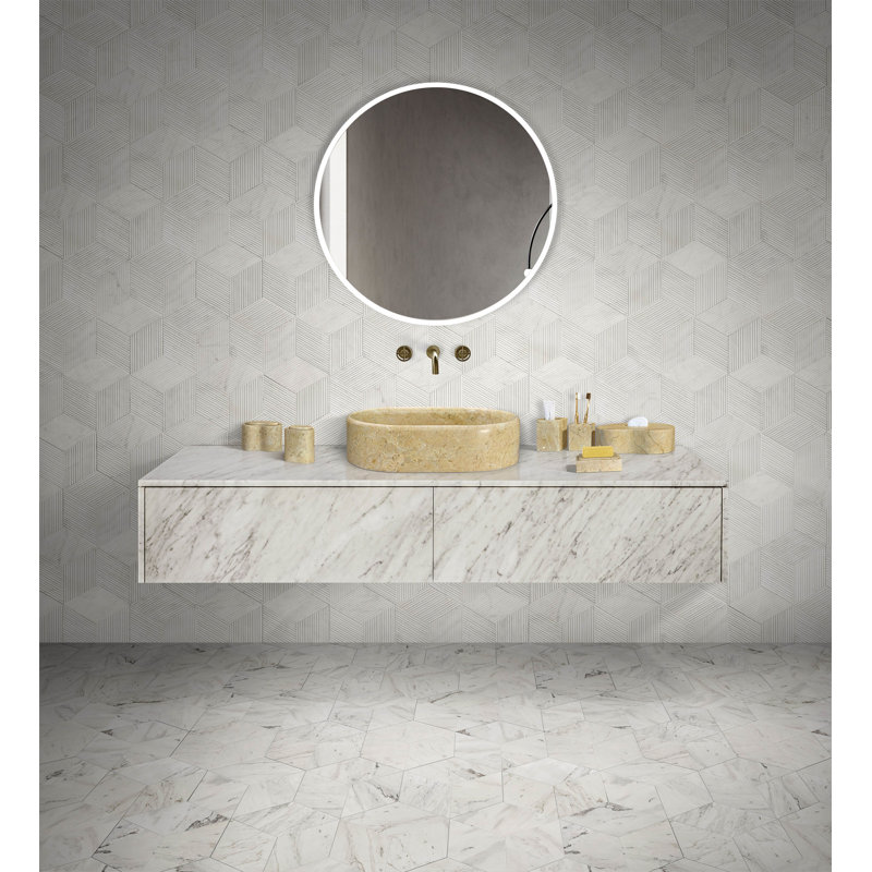 Lavabo vasque de salle de bain en marbre naturel beige doré jaune, Beige/or
