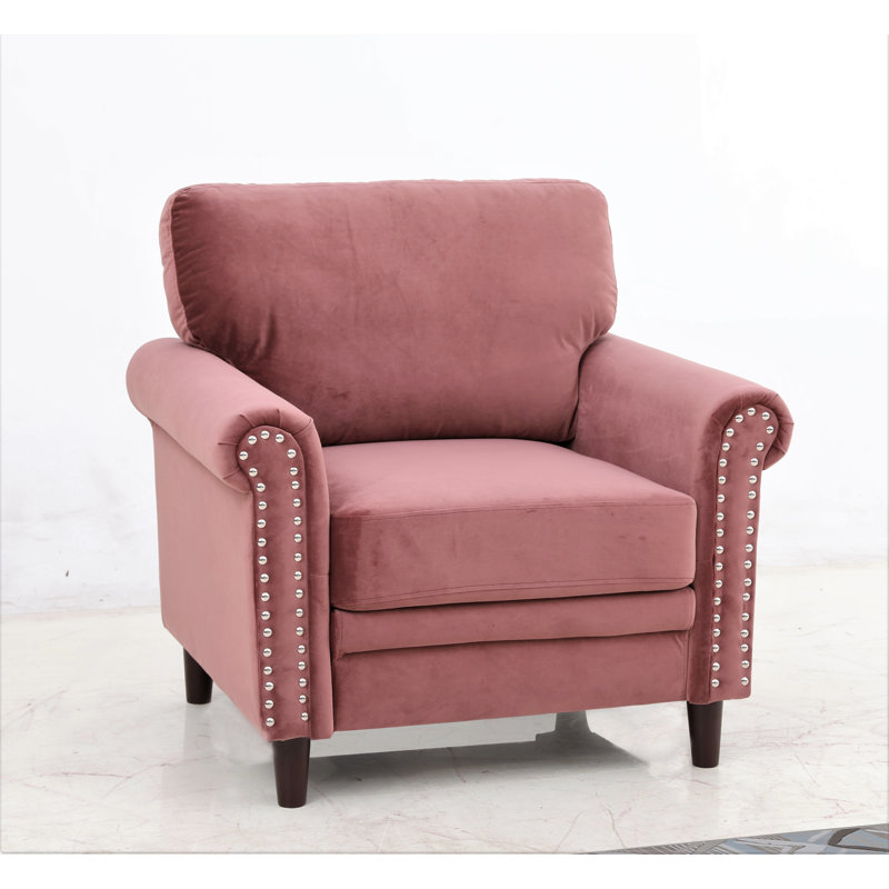 Lyme Velvet Chesterfield Chair, Rose Velvet