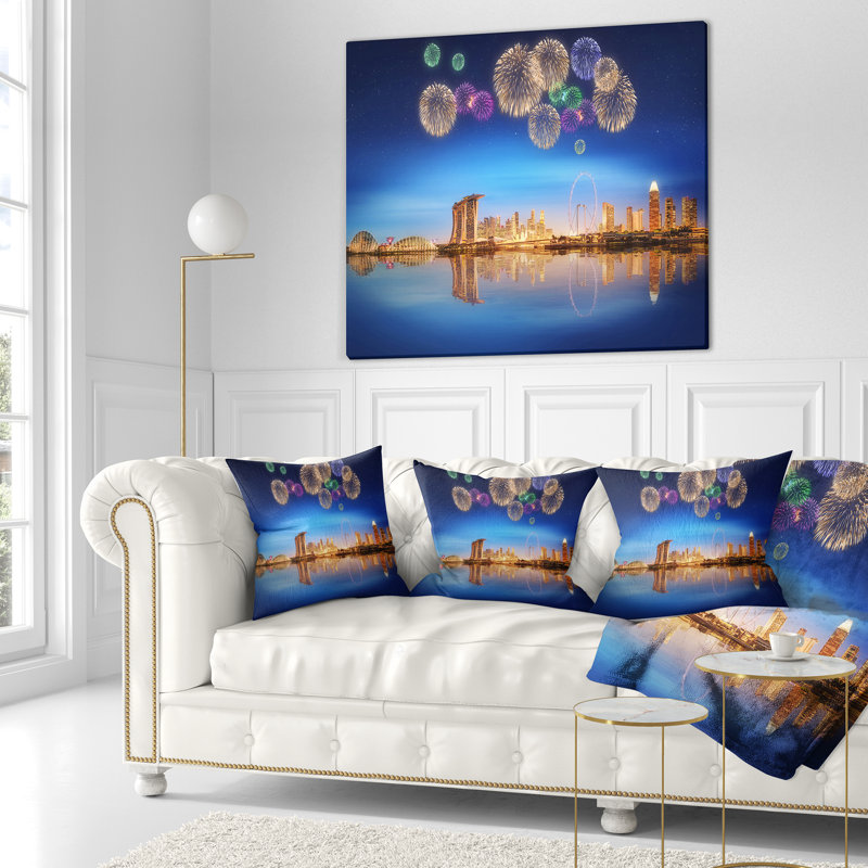 Housse et insert de coussin carré Designart Cityscape, 16 po x 1 po, Coussin décoratif