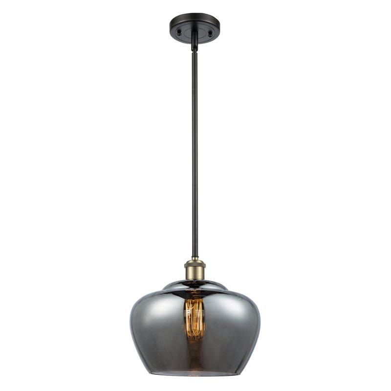 Ballston Fenton 11" - 1 Light 11" Mini Pendant, 6 Watt Vinage LED Bulb, Plated Smoke, Black Antique Brass