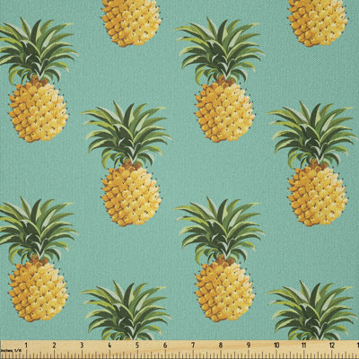 Dak Tropical Pineapples and Leaves Exotic Hawaiian Cuisine Vintage Design Fabric