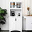 Armoire de cuisine avec tablettes réglables et espace pour micro-ondes pour la salle à manger, armoire de rangement décorative pour la maison