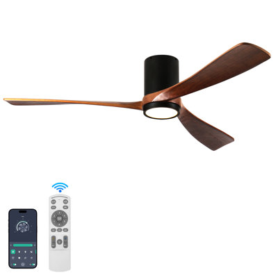 Ventilateur de plafond encastré à 3 pales de 52 po avec télécommande et lumière, intensité variable, moteur à courant continu réversible